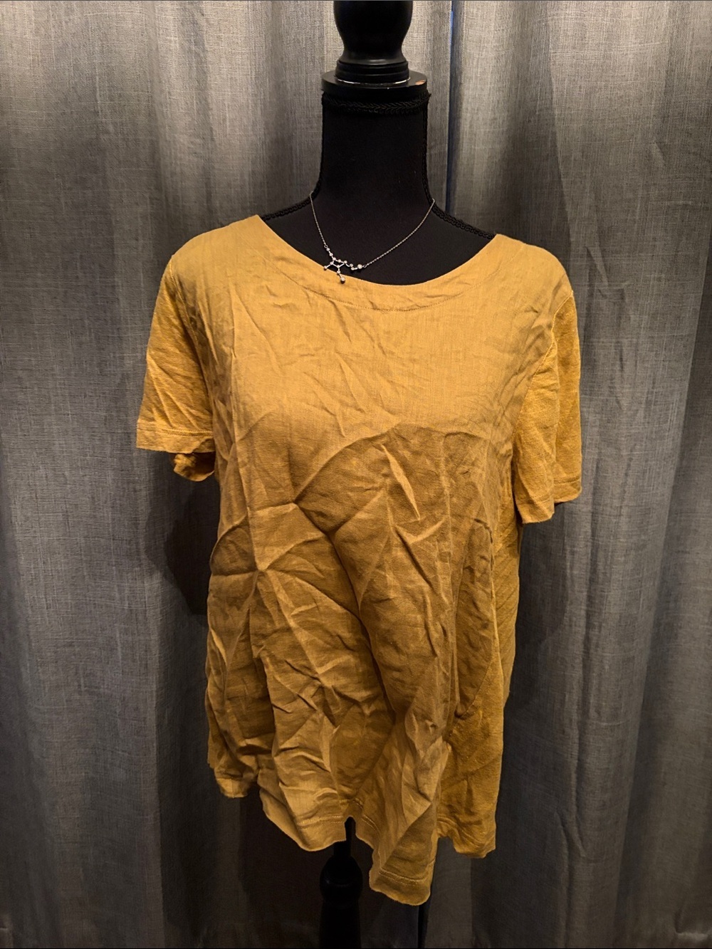 J. Jill Linen Short Sleeve Tee in Mustard Gold